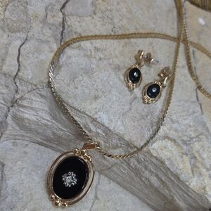 Vintage Avon Black and Gold Jewelry Set